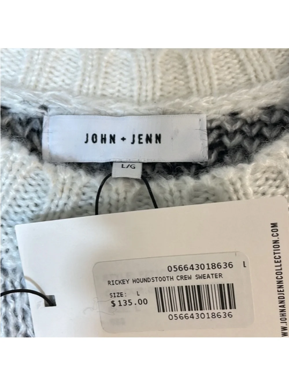 JOHN + JENN Rickey Houndstooth Crew Neck Sweater. Large. NWT. $135! - Picture 3 of 8